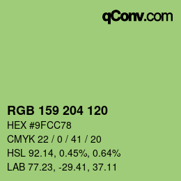 Color code: RGB 159 204 120 | qconv.com