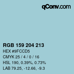 カラーコード: RGB 159 204 213 | qconv.com