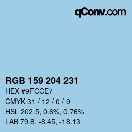 カラーコード: RGB 159 204 231 | qconv.com