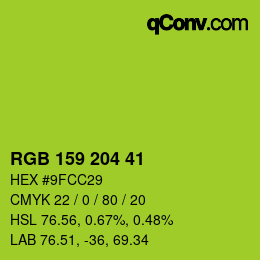 Color code: RGB 159 204 41 | qconv.com