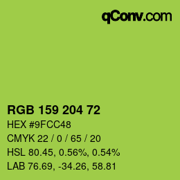 カラーコード: RGB 159 204 72 | qconv.com