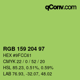 颜色代码: RGB 159 204 97 | qconv.com