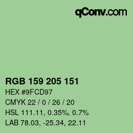 カラーコード: RGB 159 205 151 | qconv.com