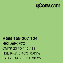 Color code: RGB 159 207 124 | qconv.com