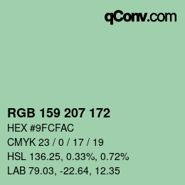 カラーコード: RGB 159 207 172 | qconv.com