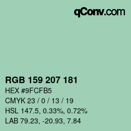 カラーコード: RGB 159 207 181 | qconv.com