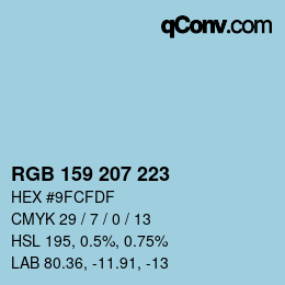 Color code: RGB 159 207 223 | qconv.com