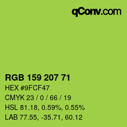 Color code: RGB 159 207 71 | qconv.com