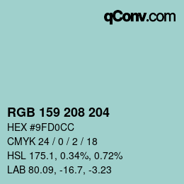 Color code: RGB 159 208 204 | qconv.com