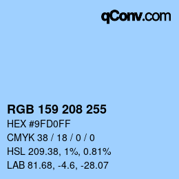 Color code: RGB 159 208 255 | qconv.com