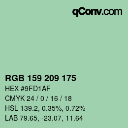 颜色代码: RGB 159 209 175 | qconv.com