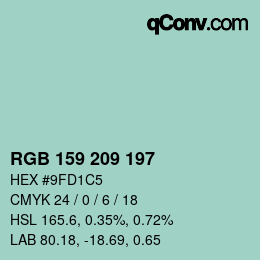 Código de color: RGB 159 209 197 | qconv.com