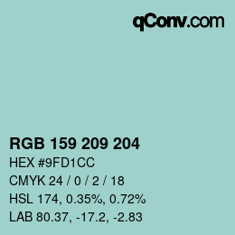 颜色代码: RGB 159 209 204 | qconv.com