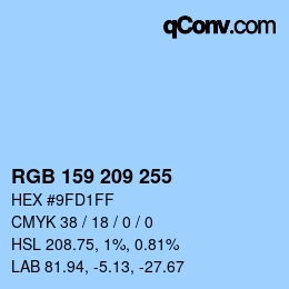 Color code: RGB 159 209 255 | qconv.com