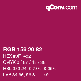 カラーコード: RGB 159 20 82 | qconv.com