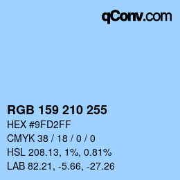 Color code: RGB 159 210 255 | qconv.com