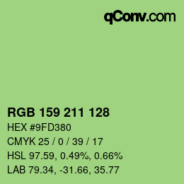 Color code: RGB 159 211 128 | qconv.com