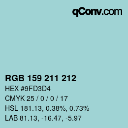 カラーコード: RGB 159 211 212 | qconv.com