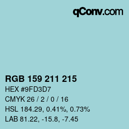 Color code: RGB 159 211 215 | qconv.com