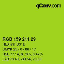 Color code: RGB 159 211 29 | qconv.com