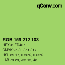 Color code: RGB 159 212 103 | qconv.com