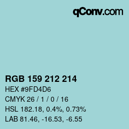 Farbcode: RGB 159 212 214 | qconv.com