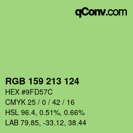 Color code: RGB 159 213 124 | qconv.com