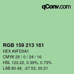 カラーコード: RGB 159 213 161 | qconv.com