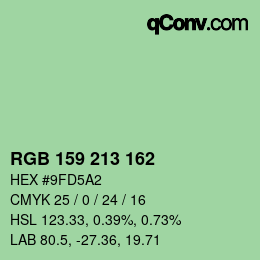 Color code: RGB 159 213 162 | qconv.com