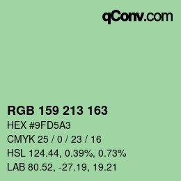 Color code: RGB 159 213 163 | qconv.com