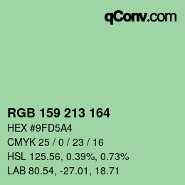 Color code: RGB 159 213 164 | qconv.com