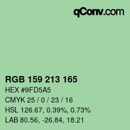 Color code: RGB 159 213 165 | qconv.com