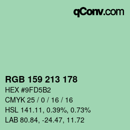 Color code: RGB 159 213 178 | qconv.com