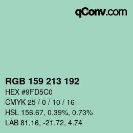 Color code: RGB 159 213 192 | qconv.com