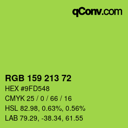 Color code: RGB 159 213 72 | qconv.com