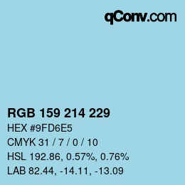 Código de color: RGB 159 214 229 | qconv.com