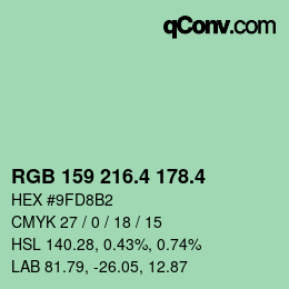 カラーコード: RGB 159 216.4 178.4 | qconv.com