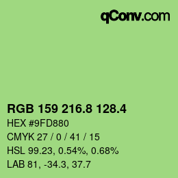 カラーコード: RGB 159 216.8 128.4 | qconv.com