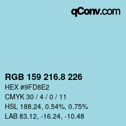 カラーコード: RGB 159 216.8 226 | qconv.com