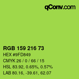 カラーコード: RGB 159 216 73 | qconv.com