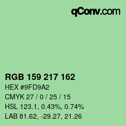 Color code: RGB 159 217 162 | qconv.com