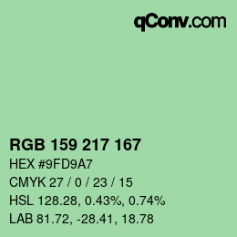 Color code: RGB 159 217 167 | qconv.com