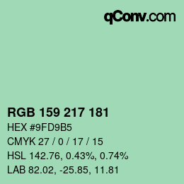 Color code: RGB 159 217 181 | qconv.com