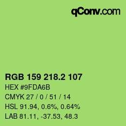 カラーコード: RGB 159 218.2 107 | qconv.com