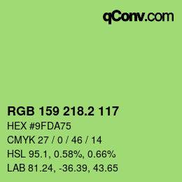 カラーコード: RGB 159 218.2 117 | qconv.com