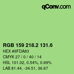 カラーコード: RGB 159 218.2 131.6 | qconv.com
