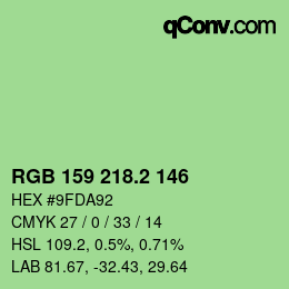 カラーコード: RGB 159 218.2 146 | qconv.com