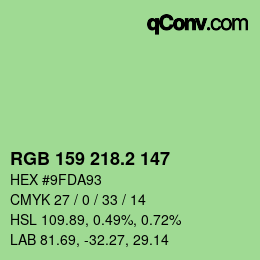 カラーコード: RGB 159 218.2 147 | qconv.com