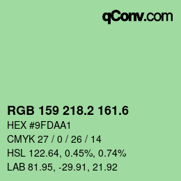 カラーコード: RGB 159 218.2 161.6 | qconv.com