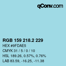 カラーコード: RGB 159 218.2 229 | qconv.com